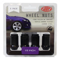 SAAS Black Flat Head Bulge Wheel Nuts – 1/2"-20 RH - 40mm - 5 Pack