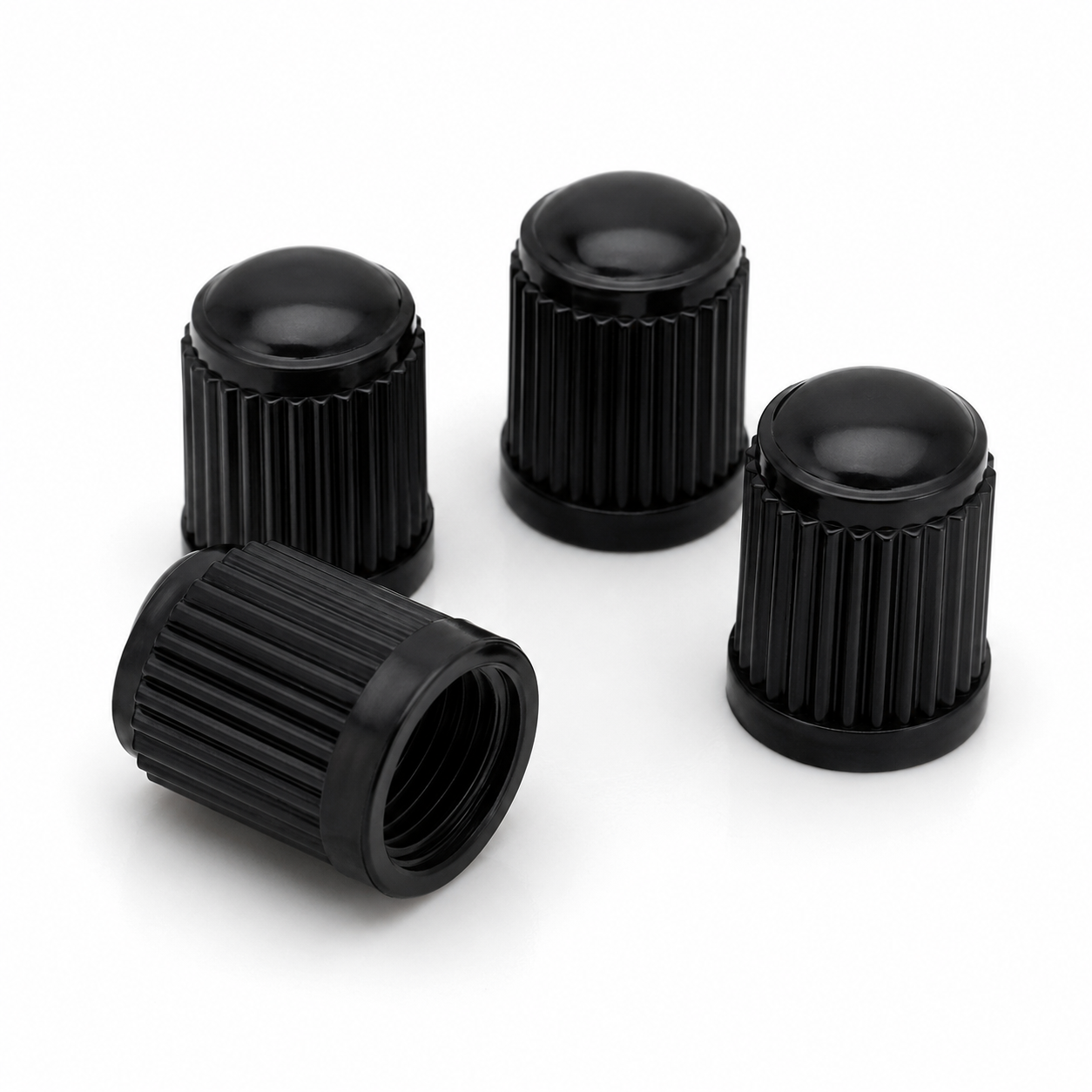Black Plastic Valve Caps (Set of 4)