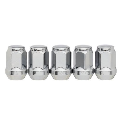 Performance Plus Chrome Flat Head Bulge Wheel Nuts – M12 x 1.5 RH - 35mm - 5 Pack