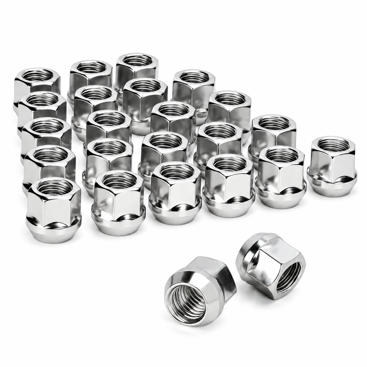 Chrome Open-Ended Wheel Nuts – M14 × 1.5 (20/24 Piece Set)