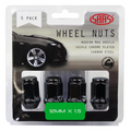 SAAS Black Flat Head Bulge Wheel Nuts – M12 x 1.5 RH - 35mm - 5 Pack