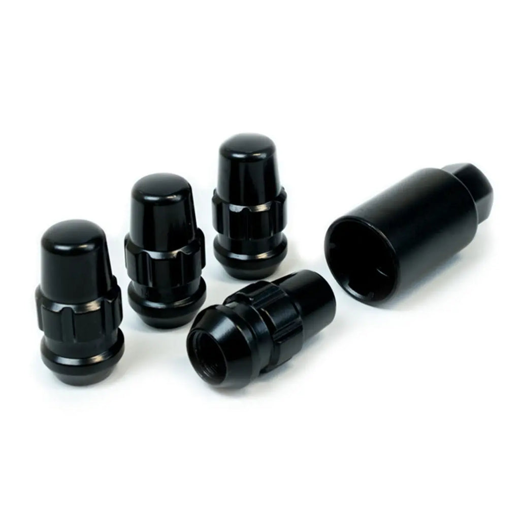 SAAS Black Lock Wheel Nuts - Splined Acorn Bulge – M14 x 1.5 RH - 4 Pack