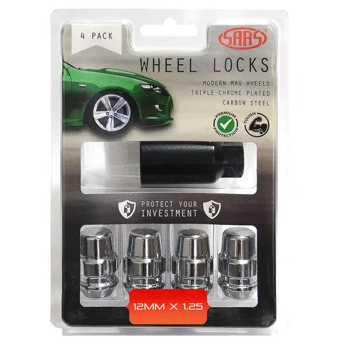 SAAS Chrome Splined Lock Wheel Nuts – M12 x 1.25 RH - 4 Pack