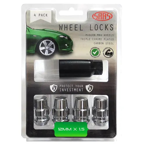 SAAS Chrome Splined Lock Wheel Nuts – M12 x 1.5 RH - 4 Pack