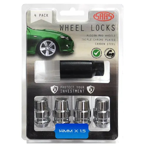 SAAS Chrome Splined Lock Wheel Nuts – M14 x 1.5 RH - 4 Pack