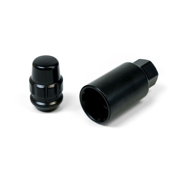 SAAS Black Lock Wheel Nuts - Splined Acorn Bulge – M12 x 1.25 RH  4 Pack